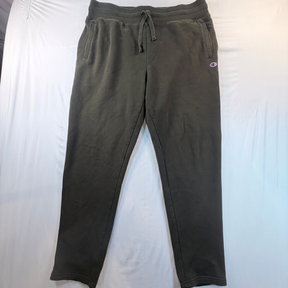 Champion Sweatpants Mens XL‎ Olive Green Fleece Lounge Athletic Open Leg Pants